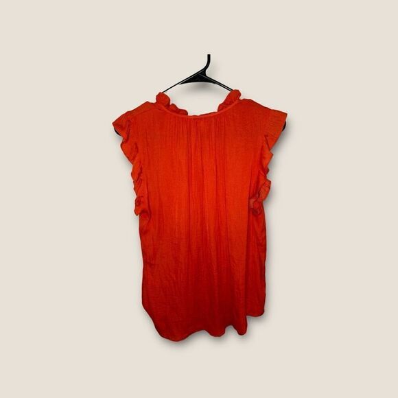 Cupcakes & Cashmere Orange Ruffle Tank Blouse Small - Picture 2 of 4